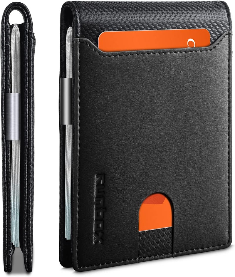 RUNBOX Money Clip Wallets for Men,Slim Leather Mens Bifold Wallet,RFID Blocking Front Pocket Wallet,Thin Credit Card Holder with Gift Box - Image 1